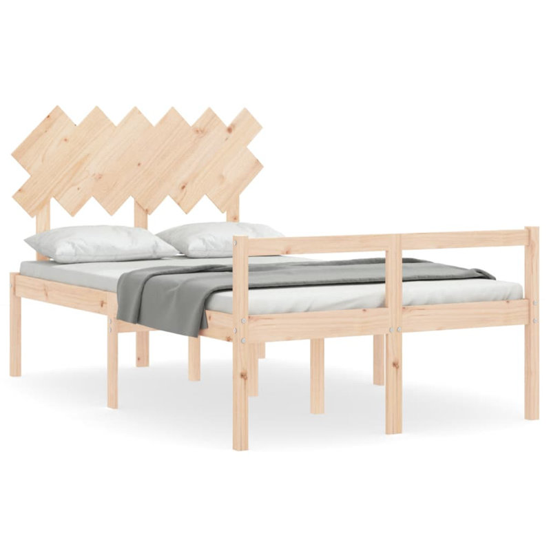 Bed Frame with Headboard, White, European Double (140 x 200 cm)