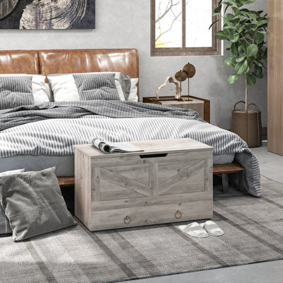 Commode de rangement avec tiroir pour le salon, boîte en bois, l 31,5 po, brun