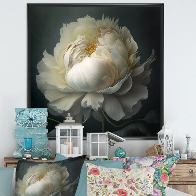 Pivoine blanche sur fond noir I - pivoine