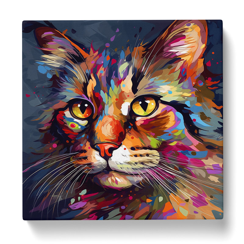 Cat Abstract Art - Print, 35cm H x 35cm W x 3cm D