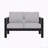 50" All-Weather Aluminum Patio Loveseat With Thick Light Gray Cushions & Black Frame-1973215030