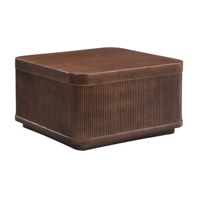 Table basse carrée à rayures de 81 cm (32 po) pour intérieur et extérieur, en oxyde de magnésium, brun