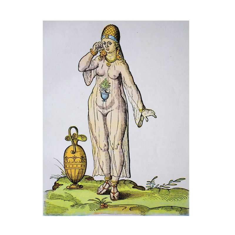 «Inconnu», art de la femme du 19e siècle en costume de bain, H 32 po x l 24 po