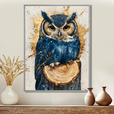 «Gerica Owl Into Saphir Forest Landscape II», art mural hibou