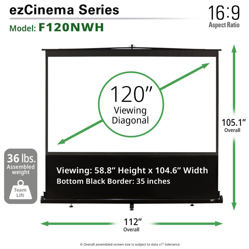 Elite Screens Outdoor Portable Projector Screen Projector Screen, 120" diagonal