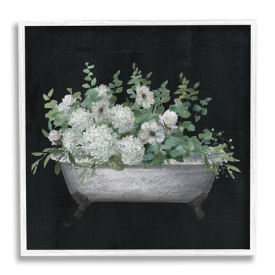 " Vintage Clawed Bathtub Botanical White Flower Bouquet " by Nan