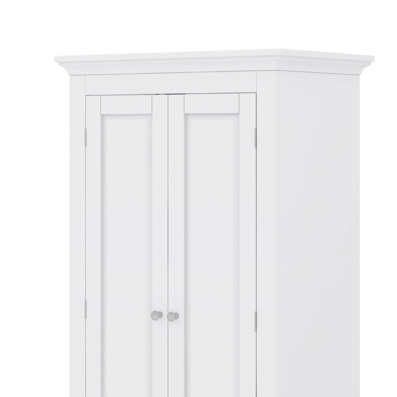 High Storage Cabinet Featuring Two Handy Drawers, White