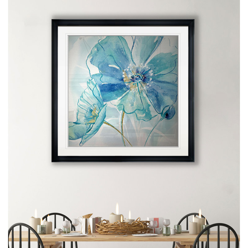 Blue Spring Poppy I - impression, H 30,5 po x l 30,5 po x P 1,5 po, Cadre plastique noir
