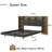 Black+Rustic Floating Queen Bed Frame: LED, Bookcase Storage Headboard