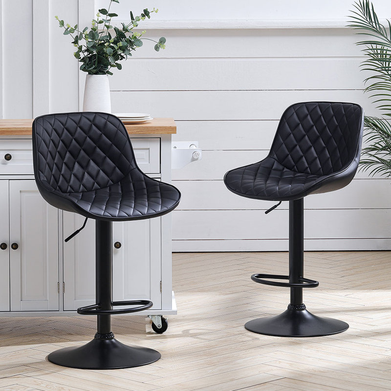 Swivel Upholstered Adjustable Height Bar Stool