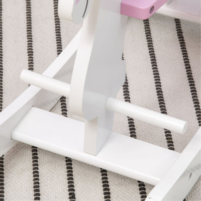Little Wooden Rocking Horse Toy for Kids' Imaginative Play, Children's Small Baby Rocking Horse Ride-on Toy for Toddlers 1-3, Pink and White