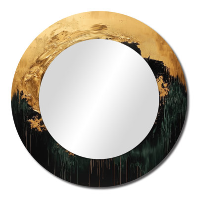 Black Gold Modern Eclipse Moon - Abstract Mirror Wall Art - Printed On Metal
