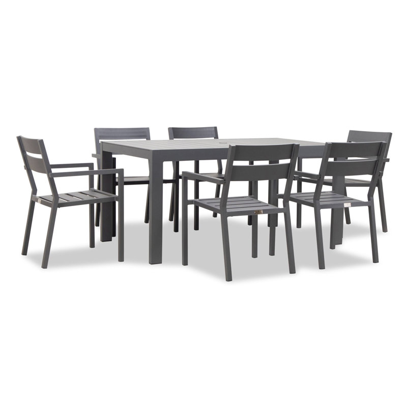 Pacifica Outdoor 7 - Piece Dining Set with Cushions, Cast Lagoon Sunbrella® Plainweave, Slate