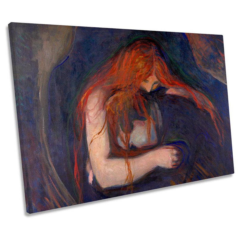 Edvard Munch Vampire - Wrapped Canvas Print, 81.3cm H x 121.9cm W x 4cm D