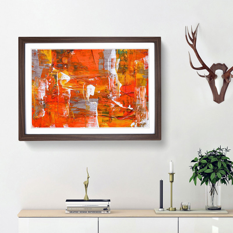 Abstract Art Painting Vol.252 by S.Johnson - Picture Frame Painting Print, 36cm H x 48cm W x 2cm D, Walnut Framed