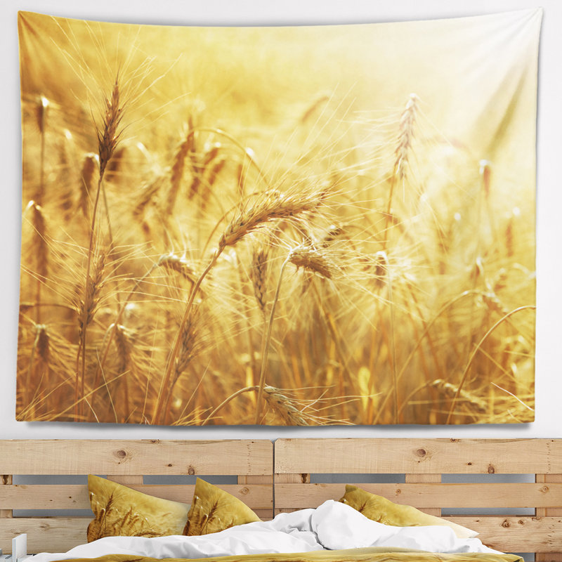 Tapisserie de fond de blé doré en polyester avec accessoires suspendus inclus, H 50 po x l 60 po