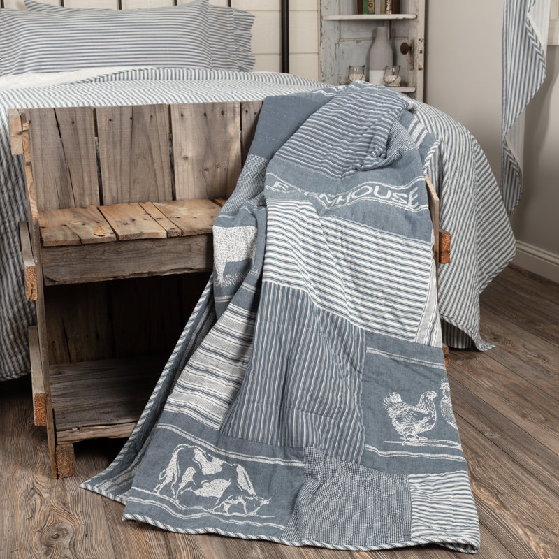 Sawyer Mill Quilted Throw Blanket, Denim Blue