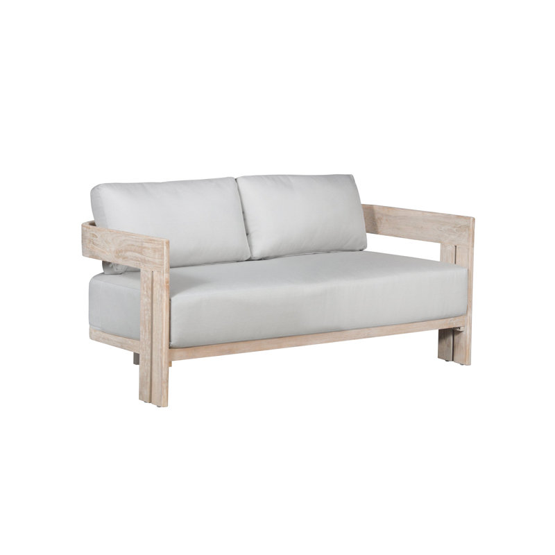 Ezykiel 72.5'' Wide Rectangle Loveseat with Cushions, Light Gray, White