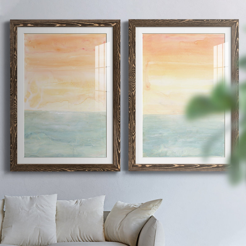 Impression encadrée Sunny Horizon IPremium - prête à être suspendue, H 43,5 po x l 31,5 po x P 1 po, Papier, cadre noyer