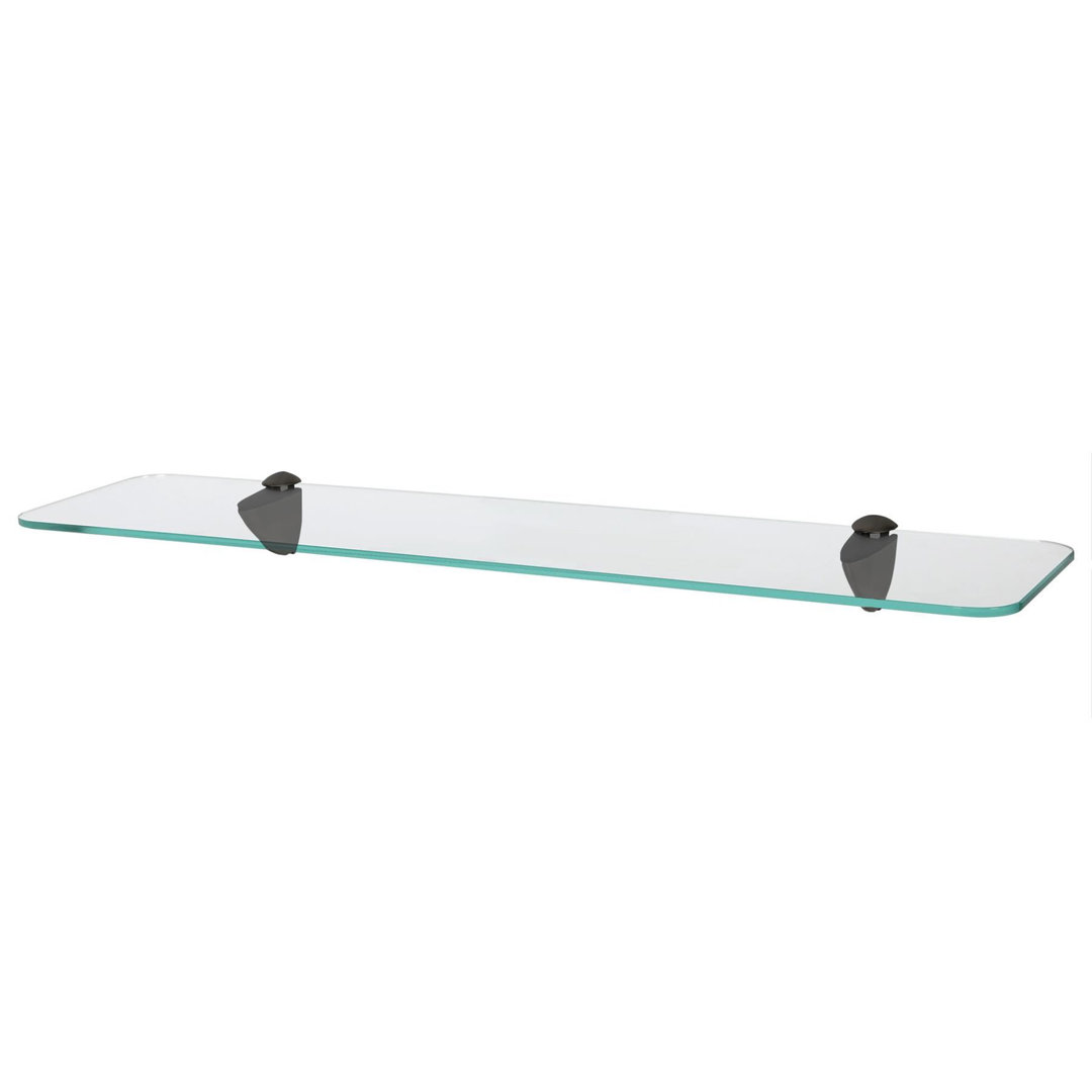 Harbour Housewares Black 60Cm Rounded Floating Glass Shelf With Fixings - Image 3
