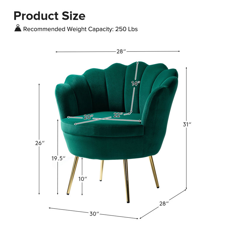 Fauteuil demi-tonneau Hendrix, Velours vert