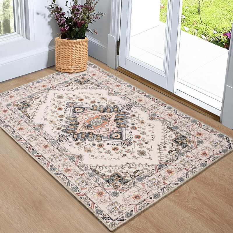 Groner Area Rugs Machine Washable Boho Rug For Living Room Bedroom, Rectangle 2' x 3'