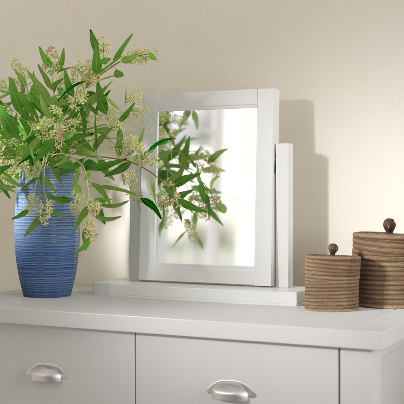 Ziggy Wood Flat Wall Mirror, White