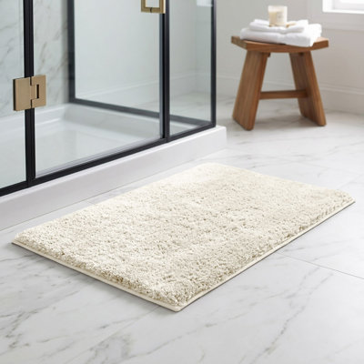Better Trends Haven Collection 100% Polyester 2100 GSM Bath Rug, Non-Slip TPR Backing, 21" x 34" Soft, Absorbent & Quick Dry Rug for Bathroom, Shower, Tub, Vanity & Sink Area, Ivory