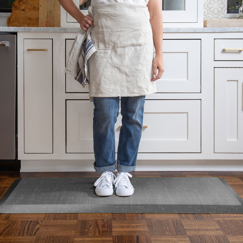 Tapis de cuisine anti-fatigue, motif circuit moderne gris anthracite, Gris anthracite, 20 po x 48 po
