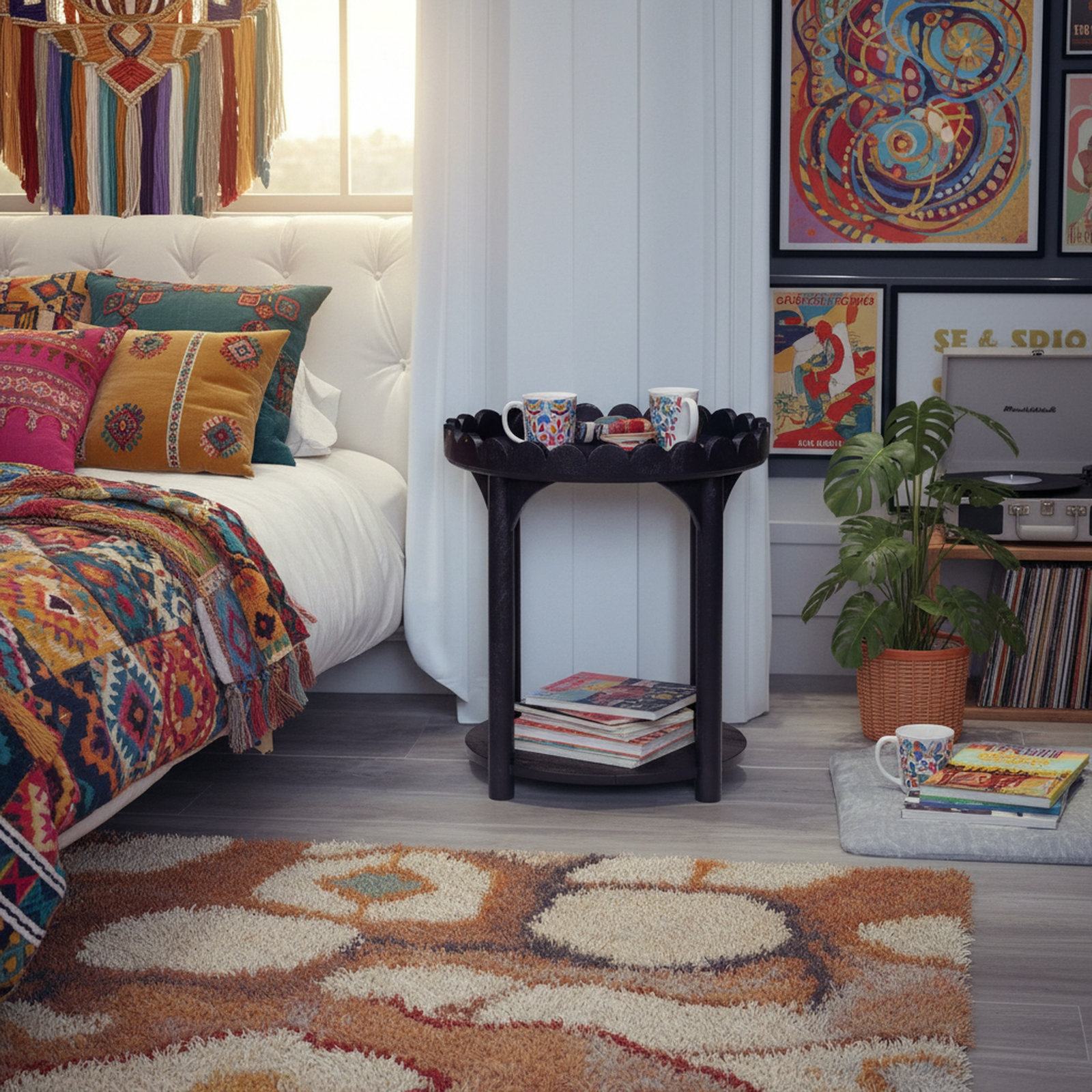 Madeline 20" Mango End Table, Navy Blue
