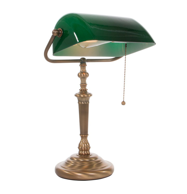 Classic Metal Bankers Lamp, Green frame / bronze shade