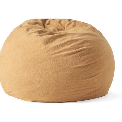 Fauteuil à billes jaune avec mousse haute déchiquetée, housse amovible en microsuède de 5 pieds, parfait pour la chambre à coucher Fauteuil confortable de 52 po x 52 po, jaune, idéal pour le plaisir