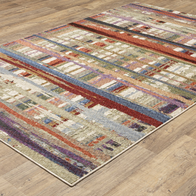 Holub Modern Abstract Grid Multi-colored Area Rug, Rectangle 6'7" x 9'9"