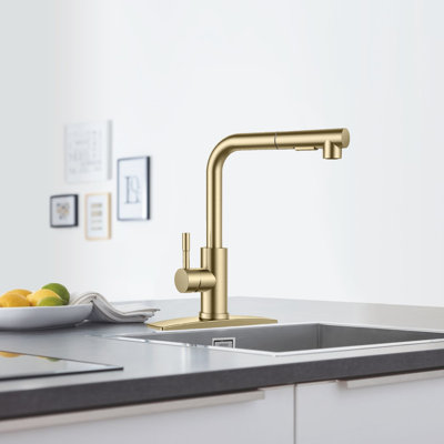 Pull-Down Spray Stainless Steel Kitchen Faucet, Single Handle Pull-Out Faucet, Suitable For 1 Or 3 Holes, Applicable For Kitchen Sinks And Laundry Rooms.