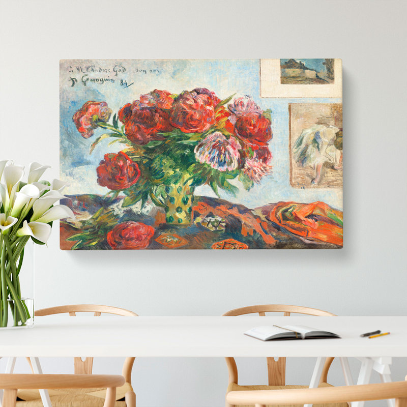 Still Life with Peonies by Paul Gauguin - Wrapped Canvas, 50cm H x 76cm W x 3cm D