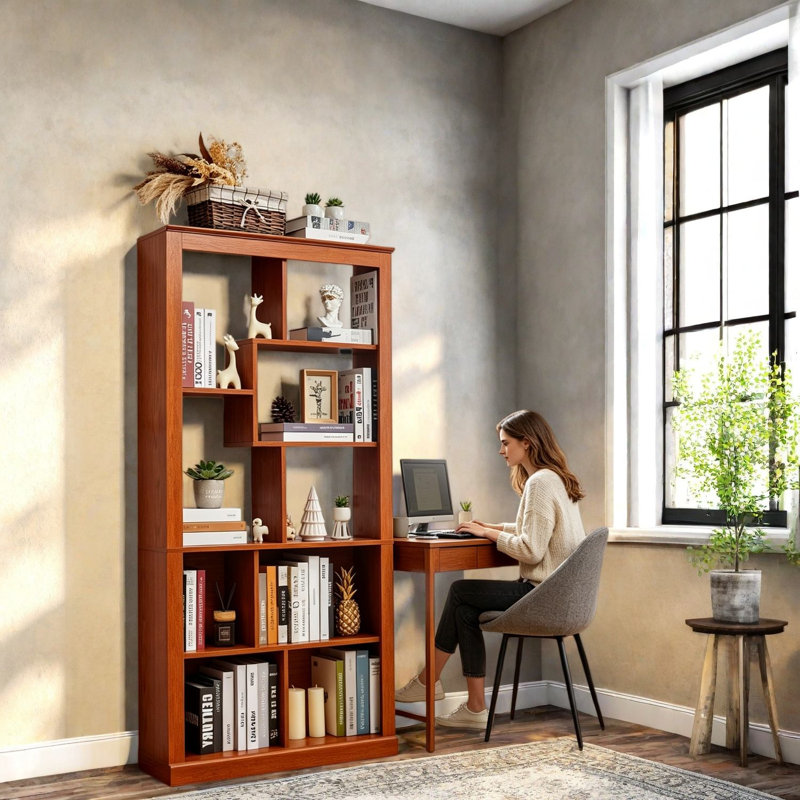 Bibliothèques ouvertes, rangement compact en bois aggloméré pour bureau personnel