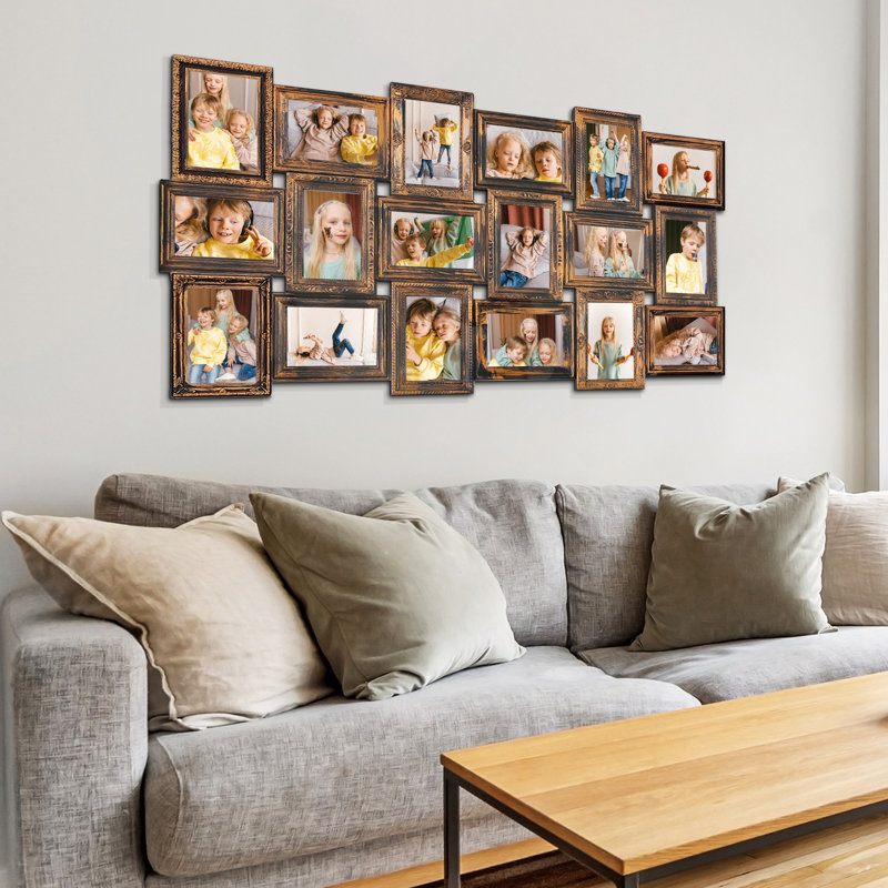 Ensemble de 18 cadres photo collage en PVC, Gold