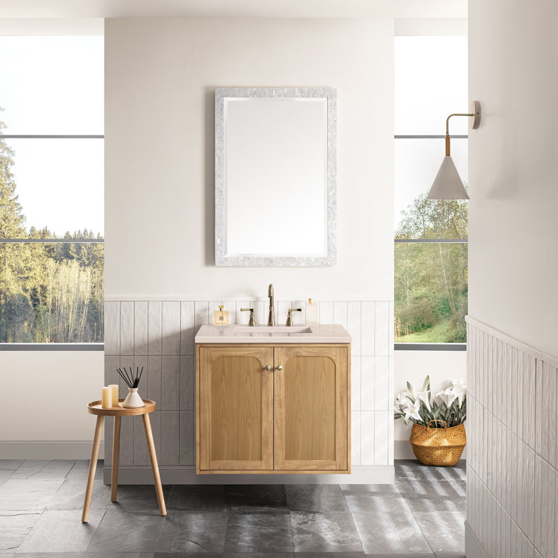 Laurent 30'' W Single Vanity, Charcoal Soapstone, Light Natural Oak, 8" Widespread