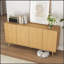 Buffet Modern Farmhouse avec 4 portes, tablettes réglables et motif hexagonal pour un rangement polyvalent et un décor élégant
