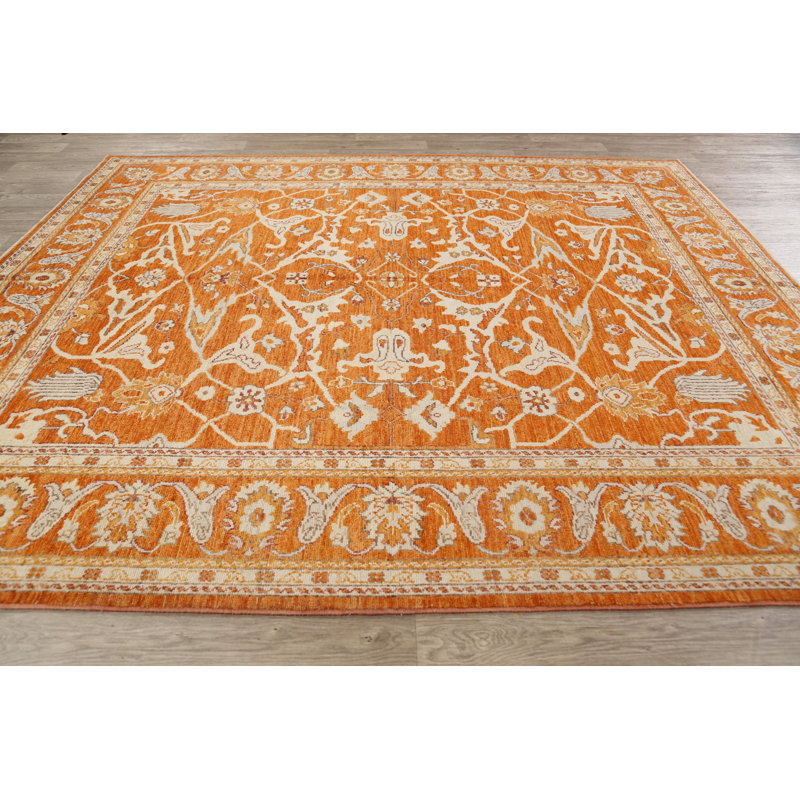 Tapis décoratif en laine noué à la main de conception unique 8 pi 6 po x 10 pi Khotan noué à la main New Age