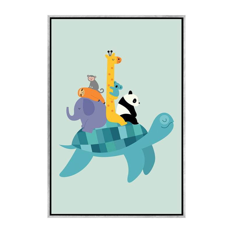 «Travel Together» par Andy Westface - impression d'art graphique, H 60 po x l 40po x P 1,5 po, Toile encadrée argentée