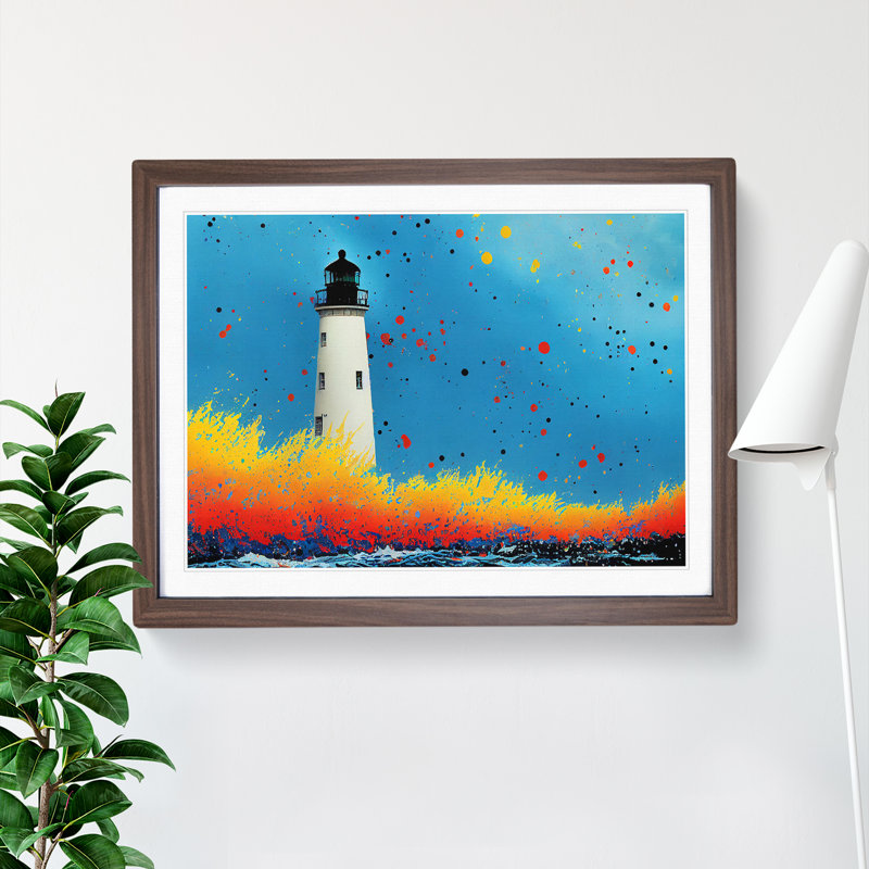 Lighthouse Splash Vol.3 1 Piece Single Picture Frame Painting, 34cm H x 46cm W x 2cm D, Walnut