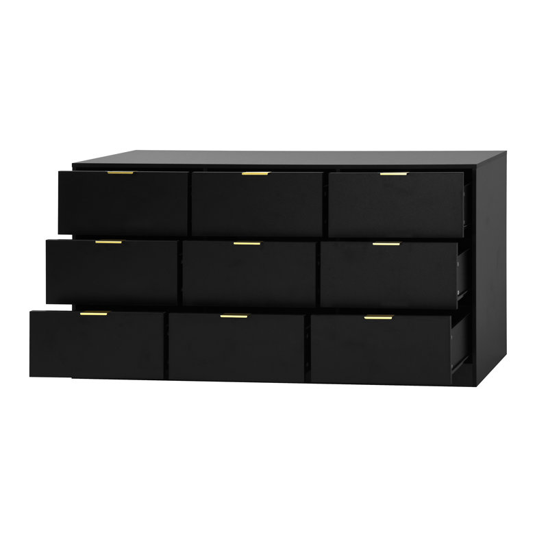 9 Drawer Dresser, 63" Large Deep Chest of Drawers, Wooden Dresser Storage Cabinet with 9 Drawers for Bedroom, Long Dressers for Living Room, Hallway