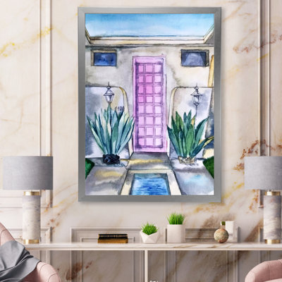 Porte rose de la maison tropicale - Peinture sur toile