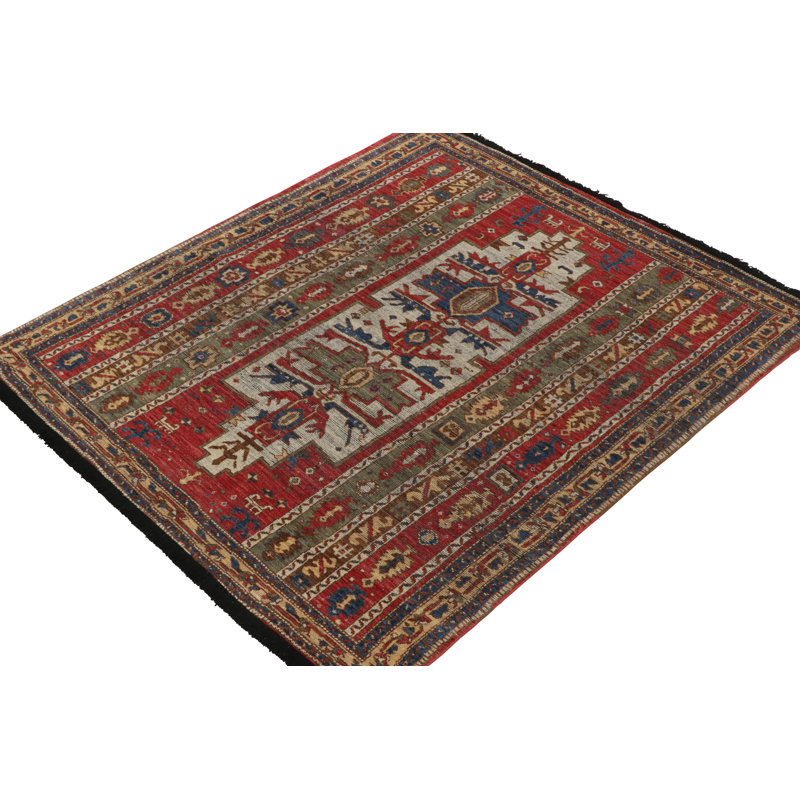 Burano Hand Knotted Wool Geometric Area Rug, Rectangle 10' x 14'