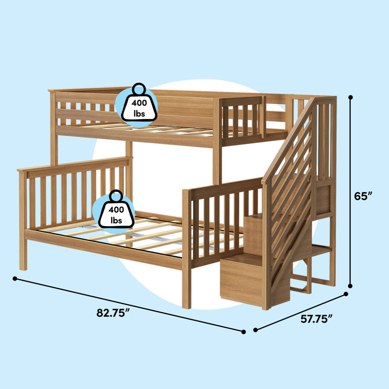 Aileana Kids Twin over Full Bunk with Staircase, Pecan