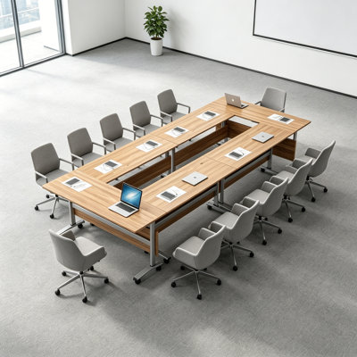 Modern Mobile Conference Table with Casters, Modular Connectable Training Table for Office Meetings and Collaborative Workspaces