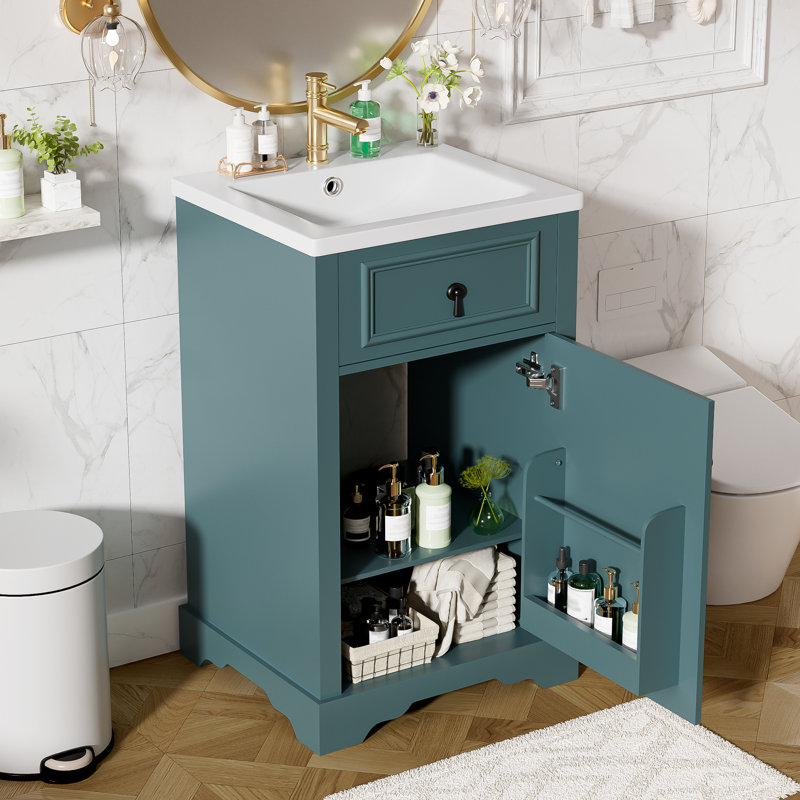 Meuble-lavabo simple 20 po avec comptoir en céramique, Vert