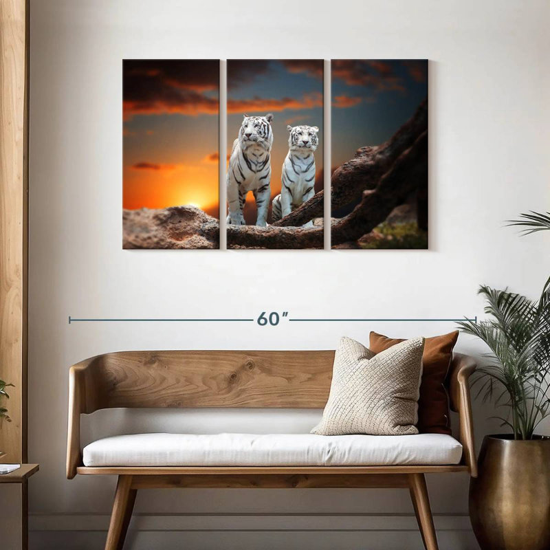 Brampt Wild White Tigers, 28" H x 45" W
