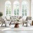 3 - Piece Upholstered Linen Blend Button Tufted Square Arm Living Room Set